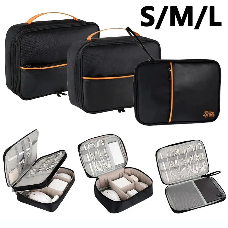 Portable data cable storage bag digital USB charger headphone power bank manager travel case box 240906