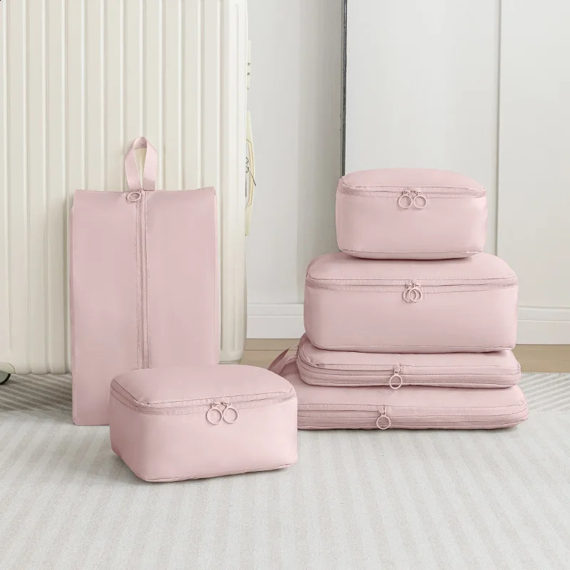 Compressed packaging cube travel bag for shoes socks underwear brass makeup bags portable organizers in 240906