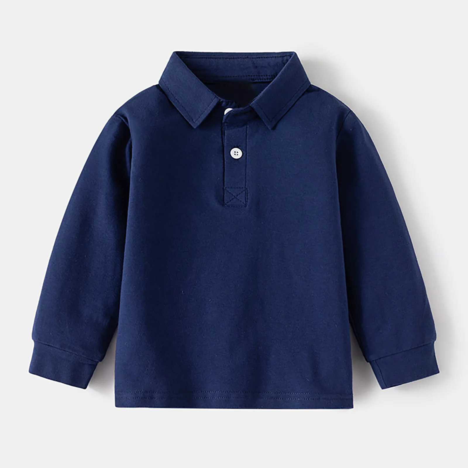 White Long Sleeve POLO Shirt For Boys Girls Lapel Design Suitable For Middle Big Kids School Uniform Clothes 2-7 Yrs 2024 Y240906