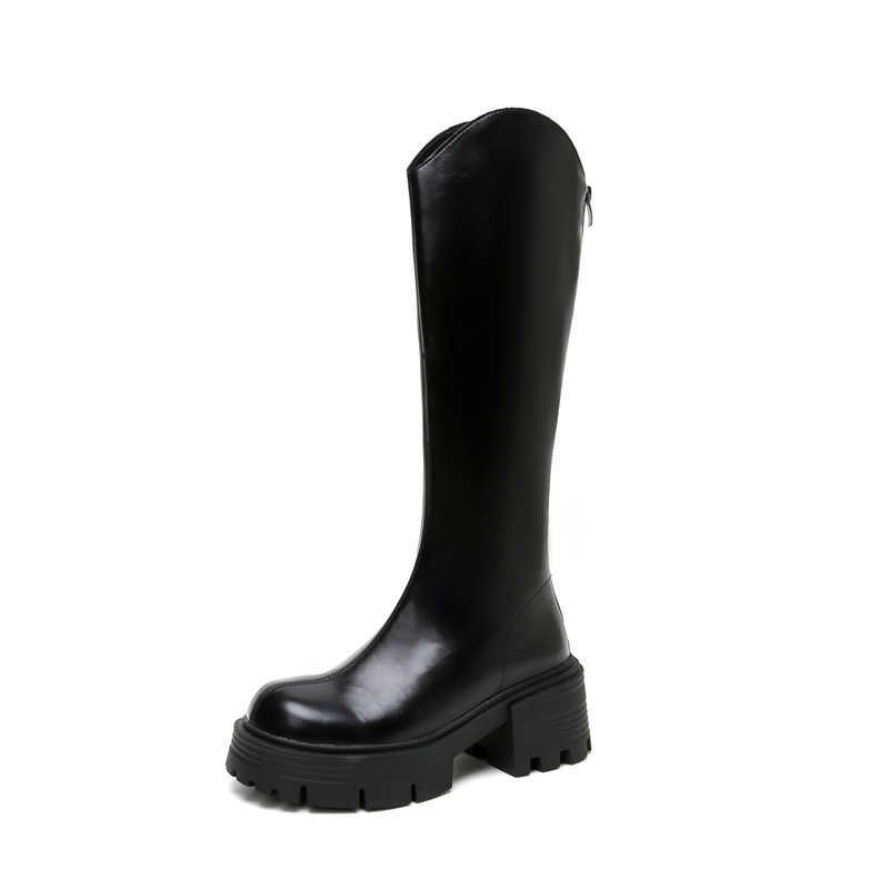 Thick Soled Brown Long Martin Boots Tube Boots For Women Autumn Winter Look Fashion Boots Slim And Elastic V-neck Long Boots High Tube Knight Boots 24