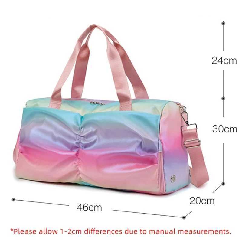 Rainbow colored fitness bag womens handbag travel fitness sports girl backpack yoga shoes shoulder bag waterproof dry and wet pocket W240906