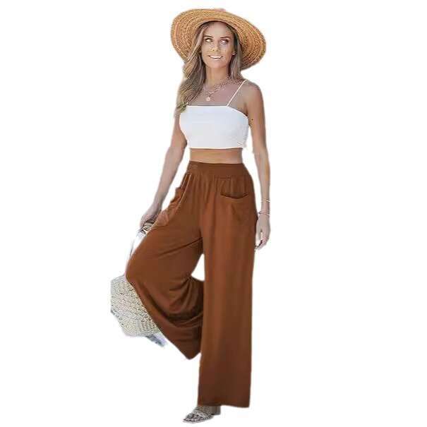 2024 New High Waist Wide Leg Sports Pants, Casual Loose Pockets, Hip Lifting, Slimming Long Pants for Women