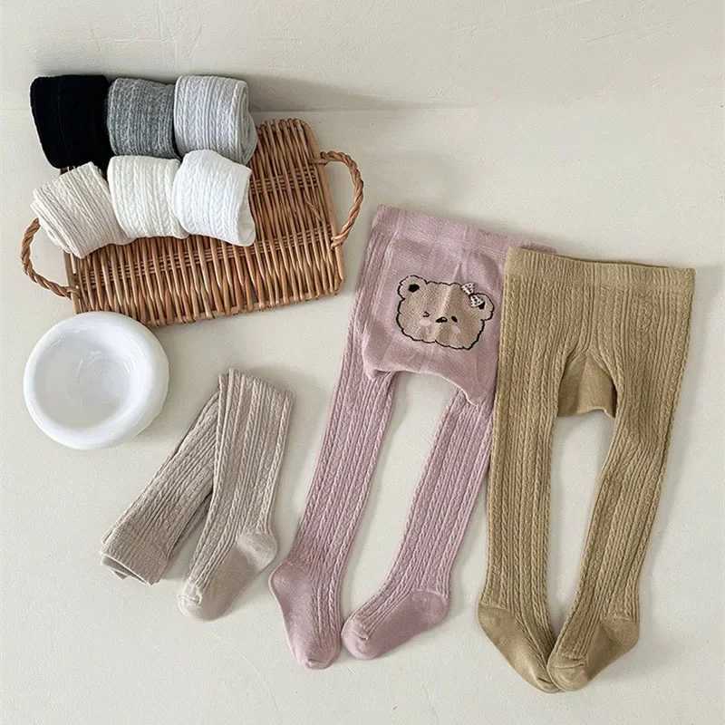 Kids Leggings Clothing Baby Cartoon Bear Head Legging 2024 Autumn New Children Trousers Cute Newborn Infant Girl Sport Pantyhose Y240906