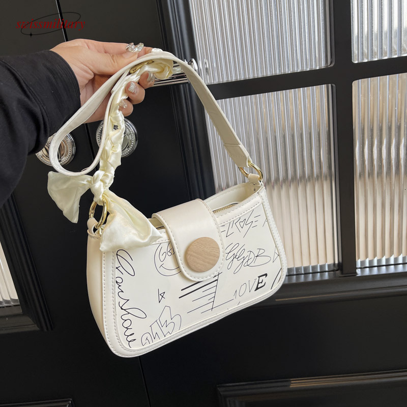 Swissmilitary Cute graffiti niche armpit women's 2024 popular new style fashionable single shoulder small square high-end crossbody bag #34