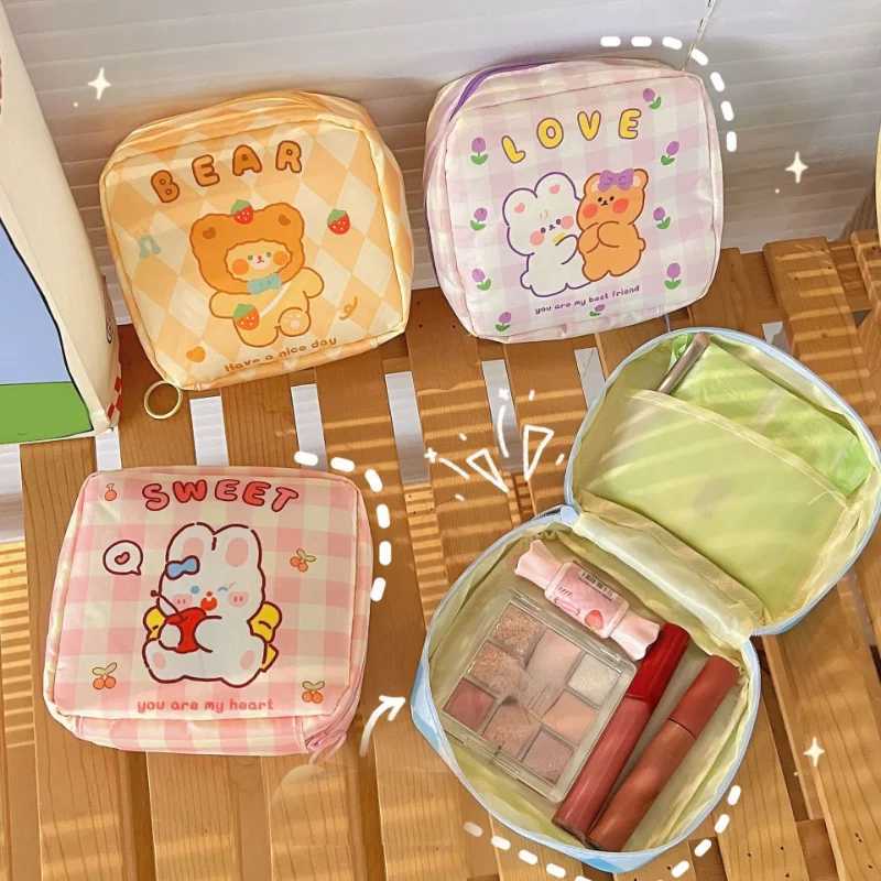 Ins Cute Cartoon Makeup Bag Lipstick Makeup Organizer Box Mini Hygiene Napkins Travel Earphones Coin Storage Bag W240905