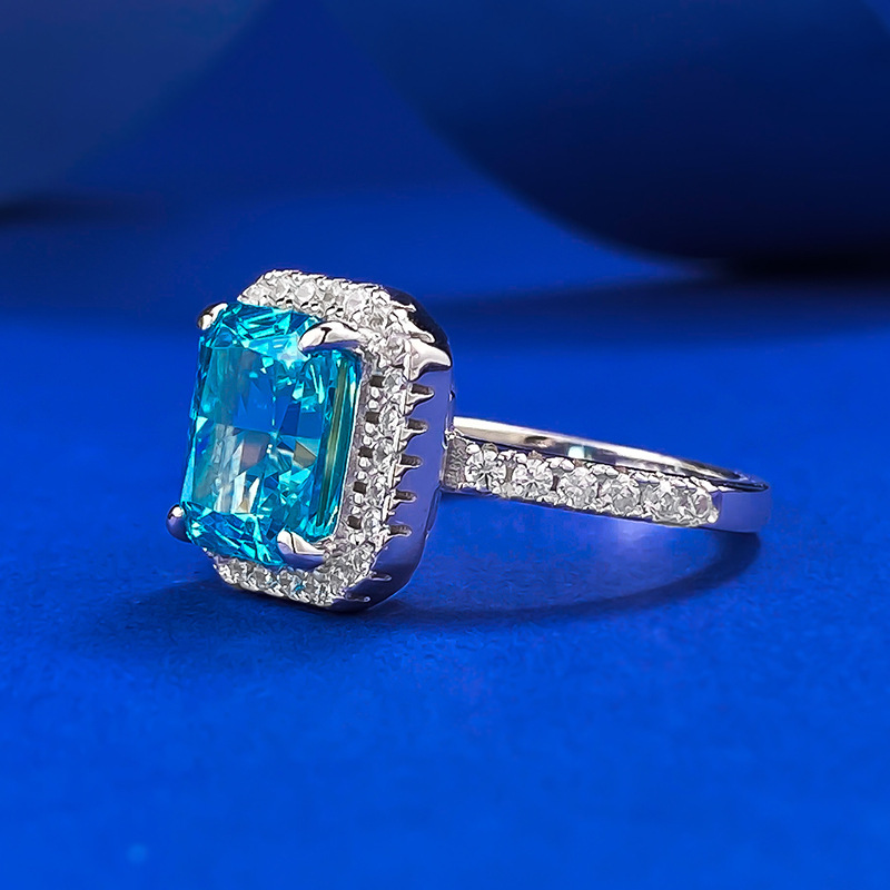 Unique Aquamarine Moissanite Rings | Pure Sterg Sier Bridal Gift