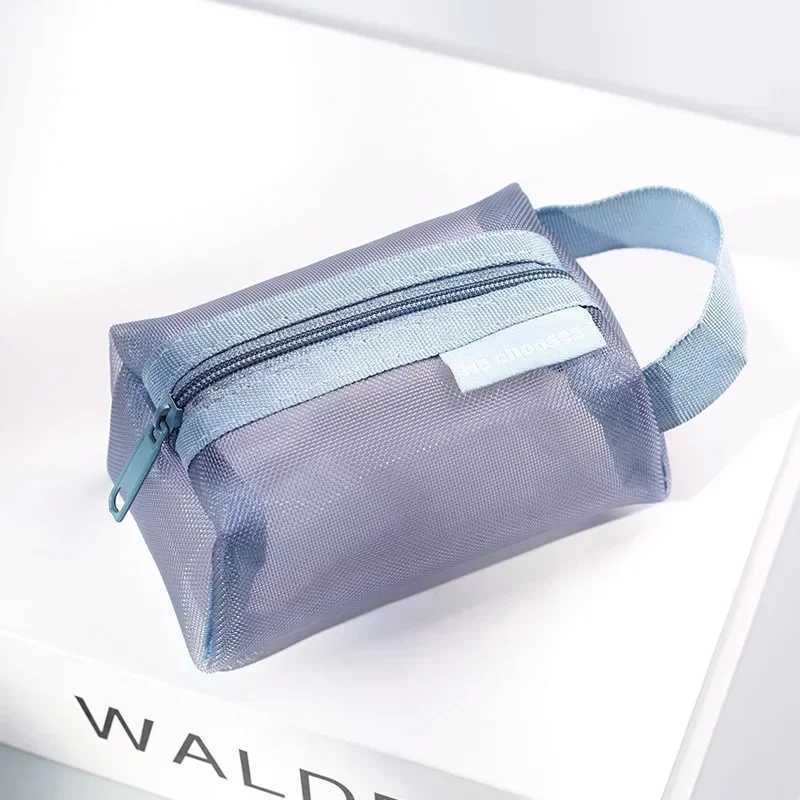 Mini transparent nylon mesh cosmetic bag cute womens small lipstick cosmetic bag data cable key headset manager box W240905
