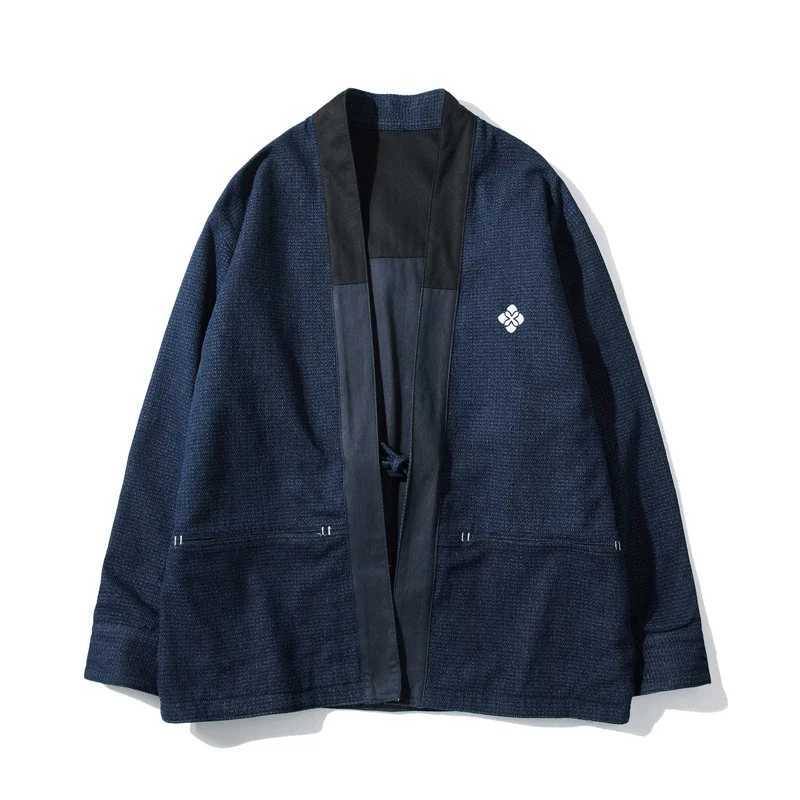 Saucezhan noragi jacket Jacket Men Reversible Jacket Taoist Robe Sashiko Robe mens fashion vintage autumn Cotton Y240906