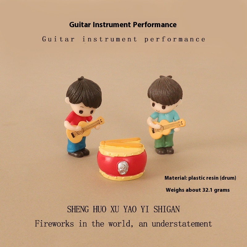 Cartoon Creative Baby House Decoration Mini Cute Guitar Boy Musical Instrument Performance Micro Landscape Home Desktop Small Ornament