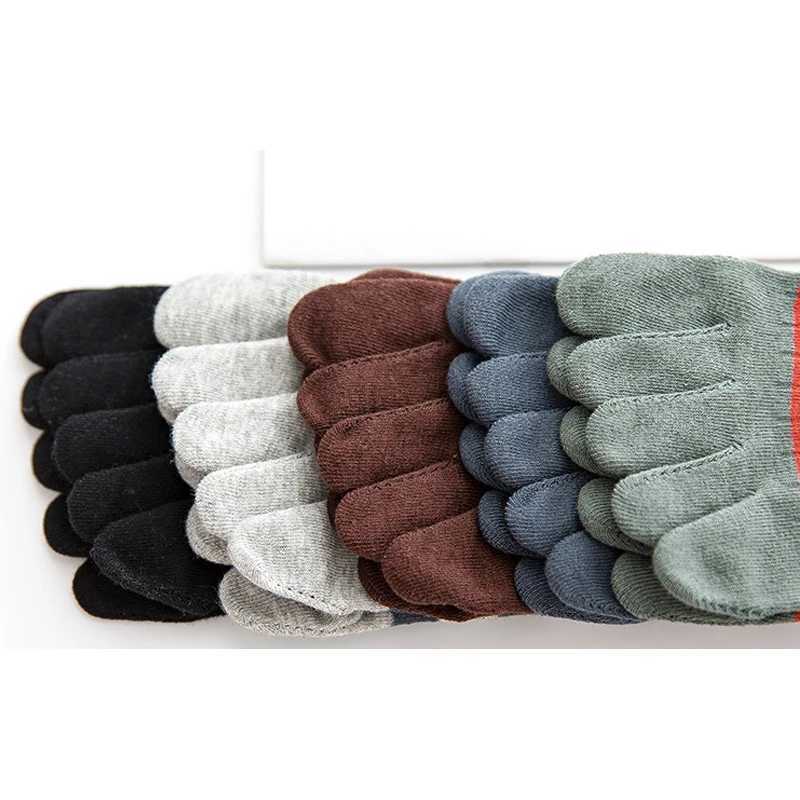 5 pairs of mens short toe socks with cotton stripes for business youthful casual fashionable sweat absorbing breathable party dress 5-finger socks W24