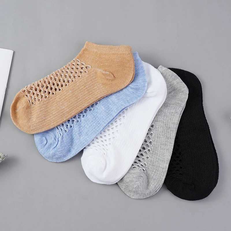 5 Pairs/Lot Men Spring Summer Hole Socks Breathable Cave Casual Soft Thin Low Cut Short Mesh Ankle Funny Man Sokken Y240906