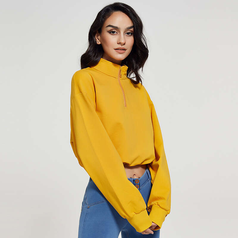 2024 New Stand up Collar Fitness Sports Sweater Women's Loose Zipper Drawstring Long Sleeve Yoga Dress Top T-shirt
