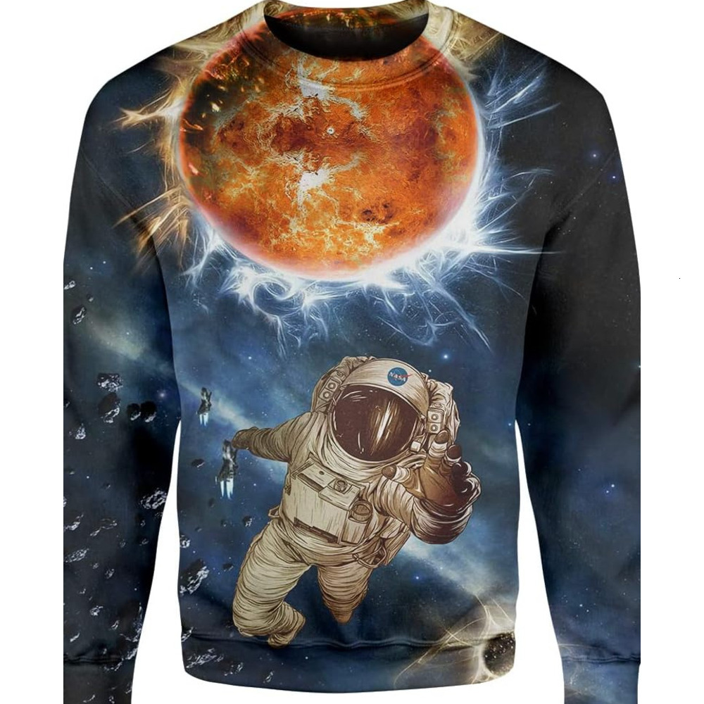 Long Sleeve Shirts For Men Sweatshirt Astronaut And The Sun Shirt, 2D Cotton T-Shirts Women Free shipping