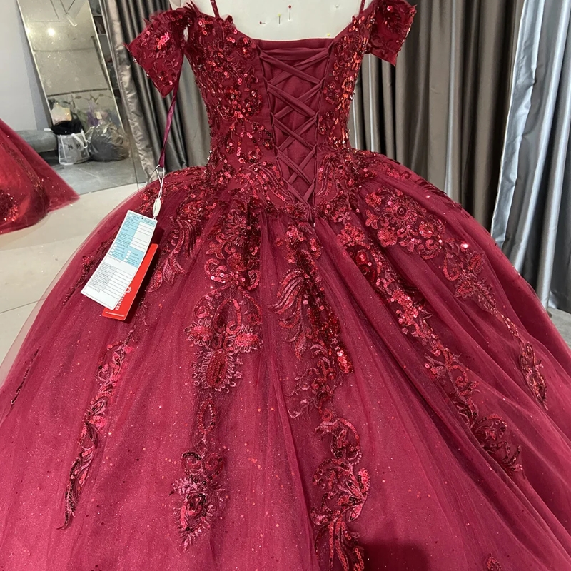 Red Quinceanera Dresses 2024 Sweet 16 Dress Ball Lace Up Applique Beaded Off Shoulder vestidos 15 anos Sweetheart Party Gown
