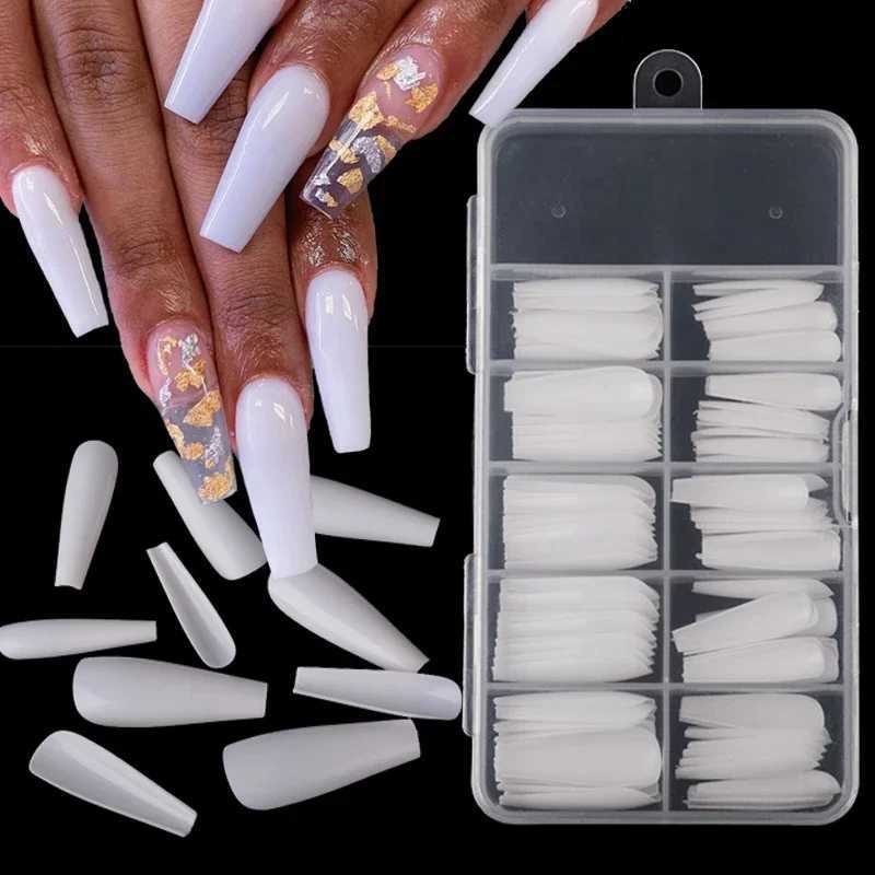 Heallor 100/500 pieces of natural ballet dancers nails fake acrylic full cover press handmade fake nails art tips DIY salon for fake nails W240905
