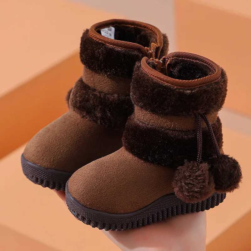 Botas Para Nia Kid Snow Boot Winter Plush Boy Girl Cotton Shoe Warm Zipper Short Ankle Boot High Top Child Padded Boot Kid Shoe M240906