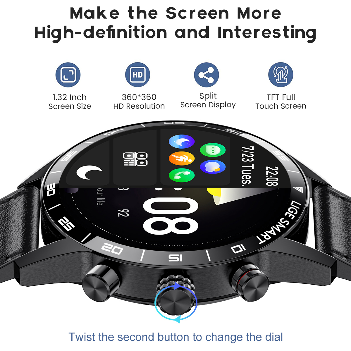 LIGE Business Men's Bluetooth Smart Call Watch, Step Counting, Heart Rate, Blood Pressure, Health Monitoring, Waterproof Multi functional Watch