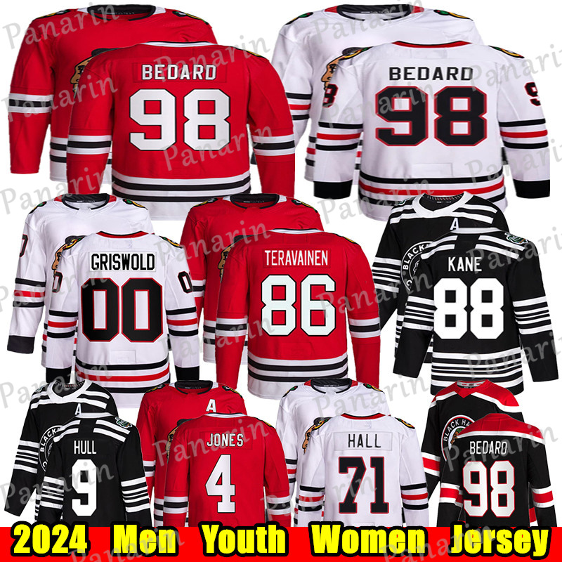 #98 Connor Bedard Reverse Retro hockey jersey #55 Artyom Levshunov Teuvo Teravainen Jonathan Toews Taylor Hall Patrick Kane Seth Jones Maroon Tyler Bertuzzi jerseys