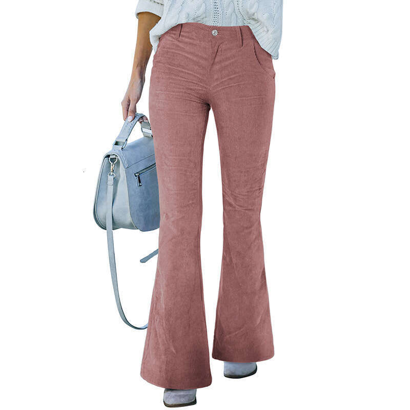 2024 corduroy wide leg for spring and autumn new solid color casual style women's flared pants