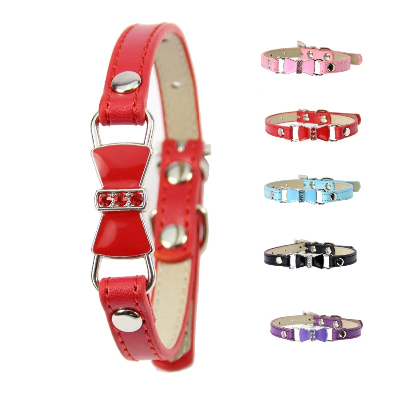 Animal Rescue Donation pet Trendy Oil Drip Diamond Pet Collar Collar Spot Pet Accessories Bow Tie PU Leather Dog Collar