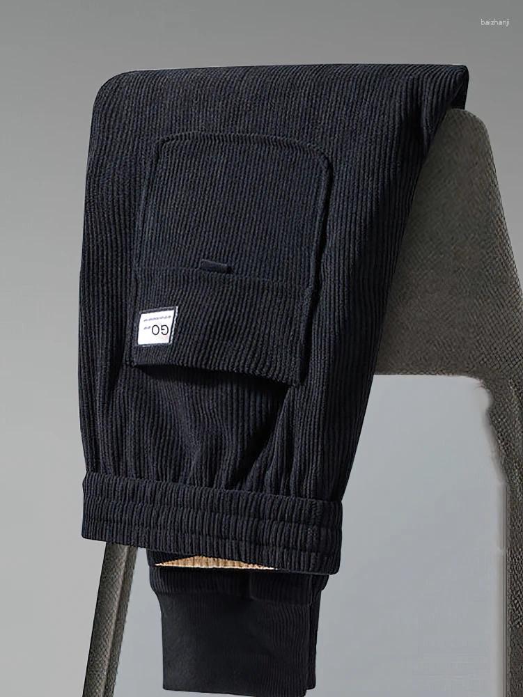 Men's Pants Corduroy Men Casual Joggers Outdoor Sport Walking Wide Leg Brown Sweatpants Baggy Ankle-Length Work Trousers Male