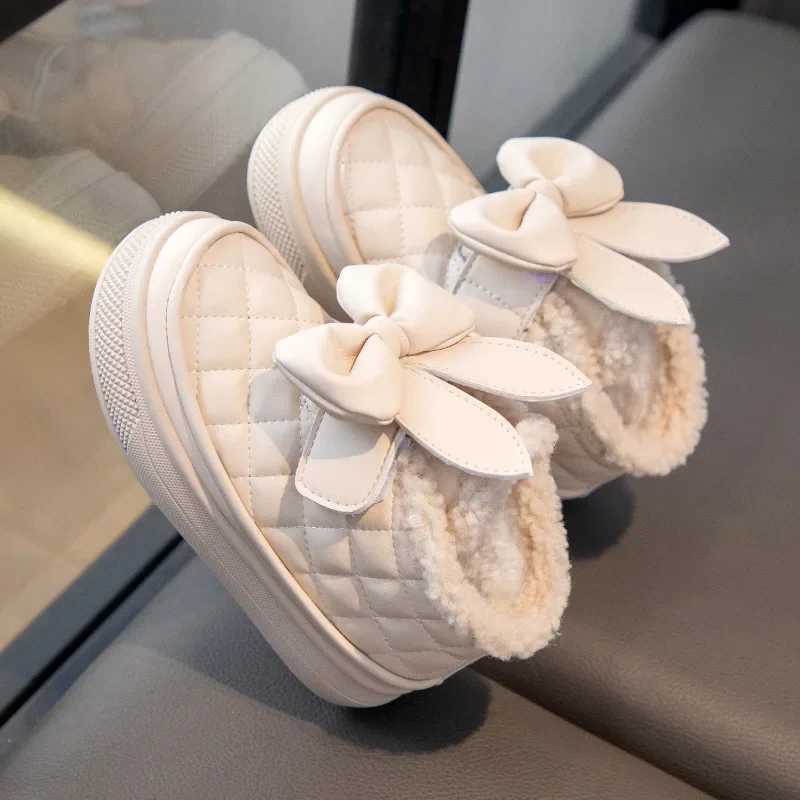 Winter Children Snow Boots Thick Sole Anti Slip Cotton Shoes Princess Fashion Bowknot Girls Boots Kids Warm Thicken Ankle Boots M240906