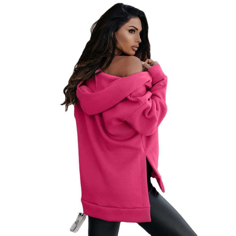 2024 Autumn/Winter New Women's Sports Pocket Zipper Loose Relaxed Hoodie Sweater
