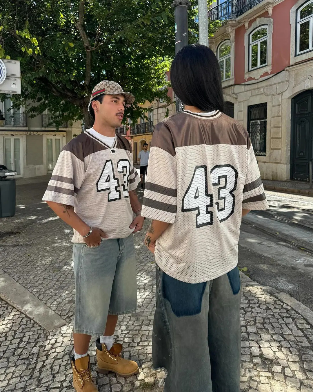 Y2K American style sports mesh mens streetwear digital printing V-neck short-sleeved T-shirt loose couple goth top 240906