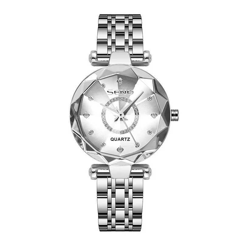 Womens Ocean Heart Light Luxury Quartz Watch Diamond Bright Multi sided Glass Womens Waterproof Watch W240902