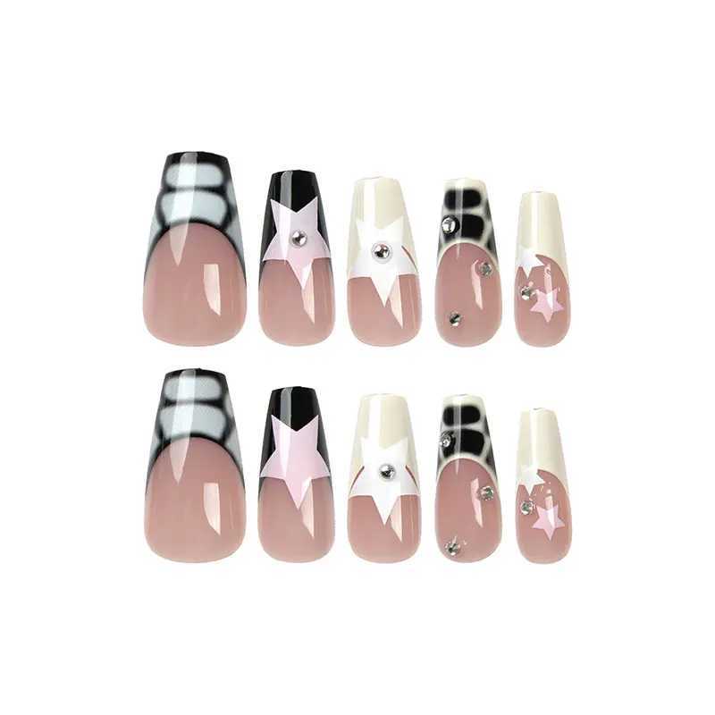 24 pieces of medium to long ballet handicrafts wearable handicrafts special handicrafts nail stickers fake nails W240905