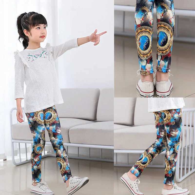 Girls Leggings for Outdoor Travel Clothes Girls Pants Student Casual Wear Customizable Stylish Computer Printing For 2-10 Years Y240906