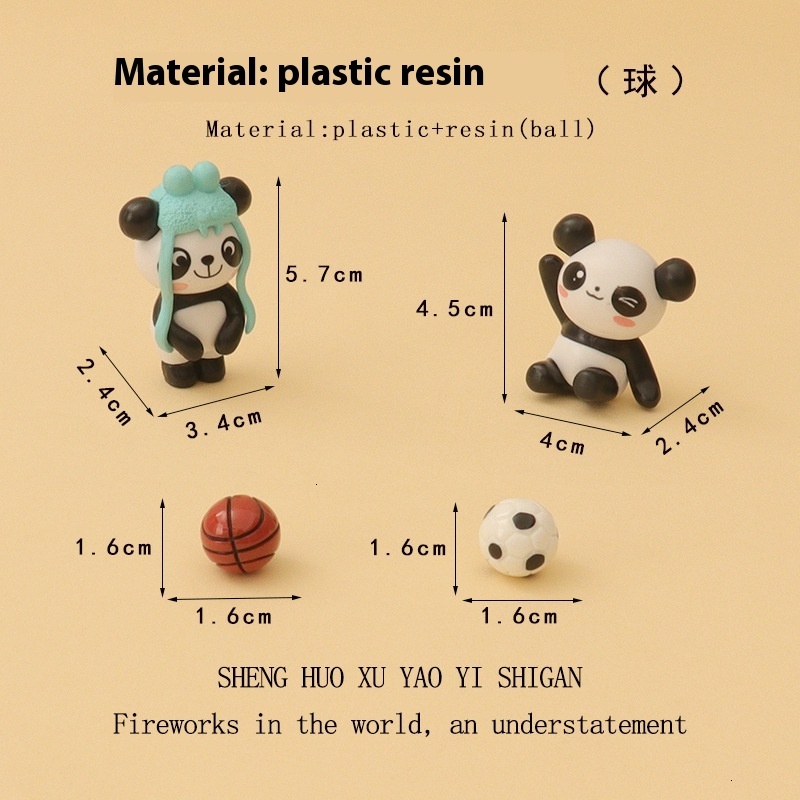 Cartoon mini cute funny panda playing basketball creative plastic crafts home decorations car ornaments