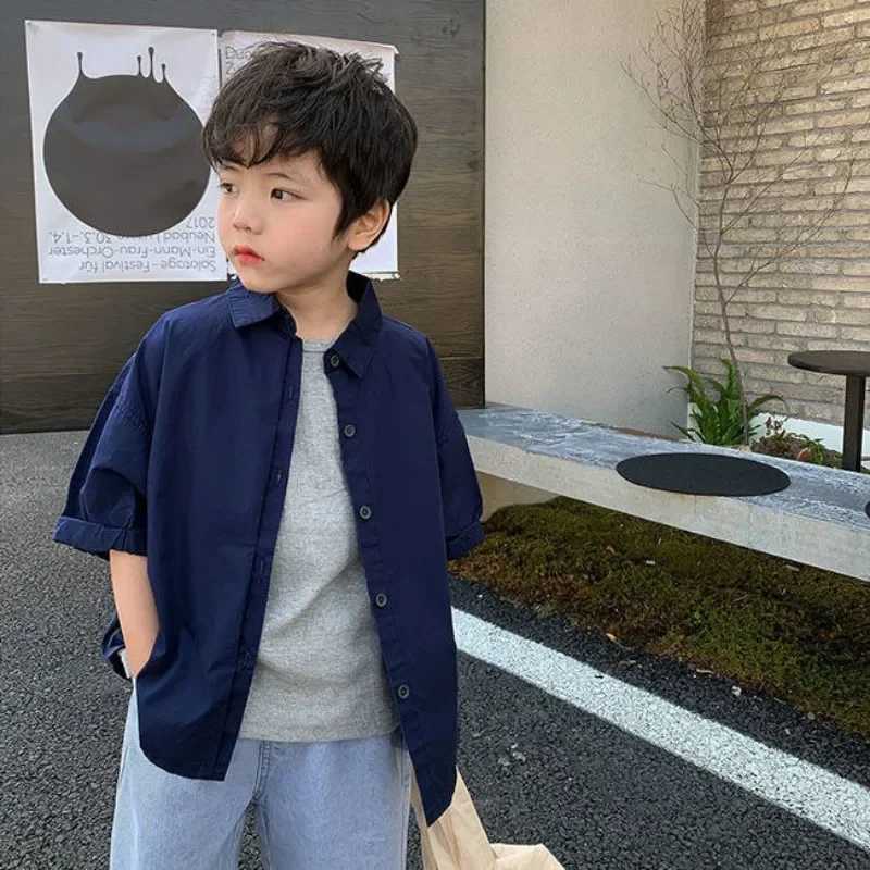 2023 Babys Boys shirt summer new Lapel short sleeve childrens Shirt pure cotton Fashion short shirt Tops 2 3 4 5 6 8 10 Yrs Y240906