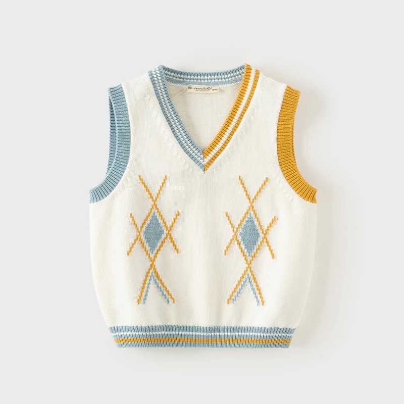 Dave Bella Kids Cotton Vests Boys Girls School Uniform Waistcoat Casual Sweater Vest V Neck Children Autumn Clothing DB3242014 Y240906
