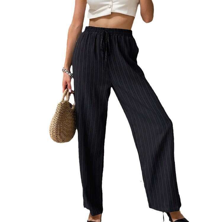 2024 Comfortable Casual Pants with High Waist and Texture Straightening for Women's Wear