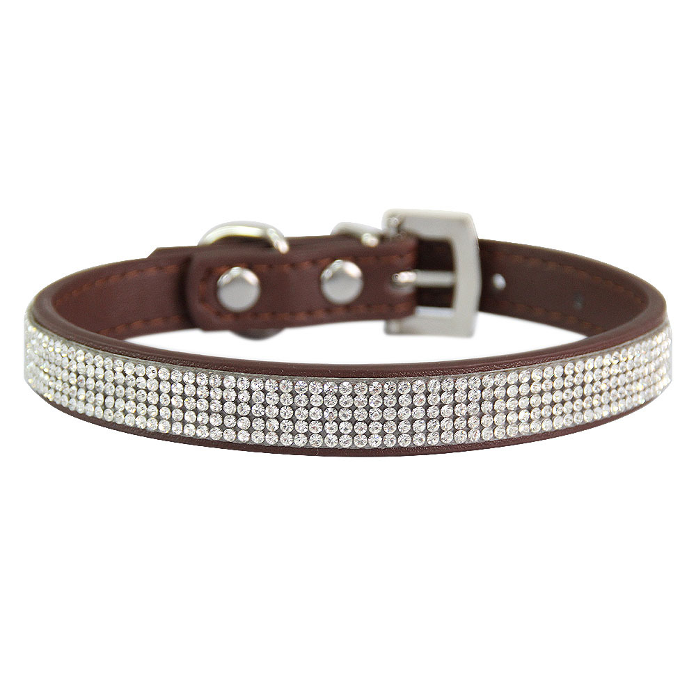 Pet cat collar dog collar shiny leather diamond collar adjustable suitable for wearing by various types of pets