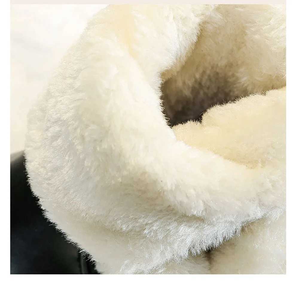 Winter High Boots For Girls Thick Warm Faux Fur Snow Boots Waterproof Platform Teenager Girls Plush Boots Calf Length Footwear M240906