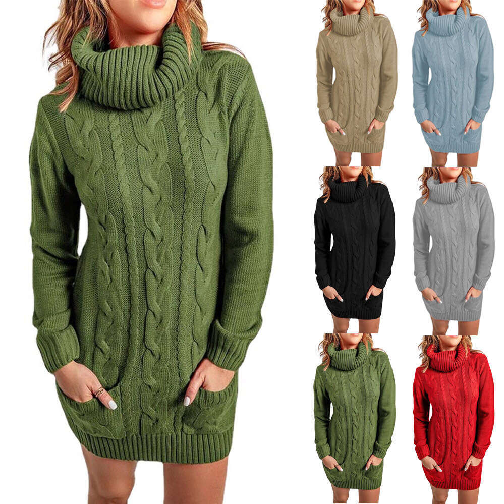 2022 Autumn/Winter New High Round Collar Knitted Dress Sweater