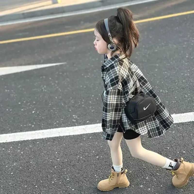 Girls Shirt Childrens Pure Cotton Shirt New Spring and Autumn Fashionable plaid shirt Girls blouses Y240906