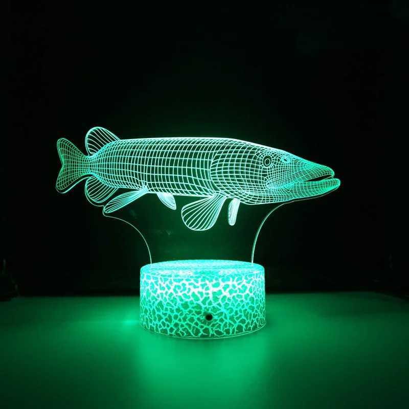 Nighdn Acrylic Fish 3D Lighting Table Light LED 7-Color Change Night Light Gift Childrens Sleep Light Bedroom Decoration W240816
