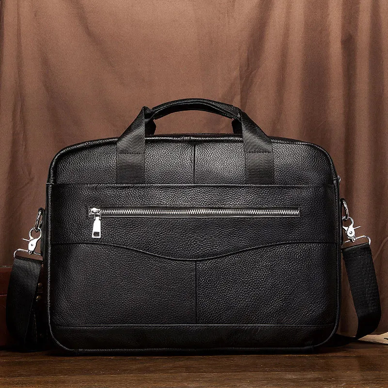 Genuine leather mens work briefcase highquality notebook bag casual shoulder messenger top layer travel 240906