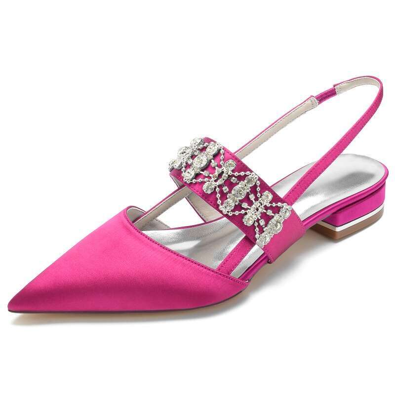 2024 Pointed Sier Insole Flat Sole 36-43 New Rhie Satin Women Ribbon Sweet Sandals 3Cm Thick Heel Pumps