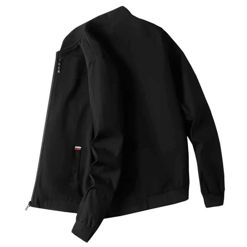 2024 Spring and Autumn New Baseball Collar Short Loose Solid Color Coat Mens Business Casual Thin Coat Trend Y240906