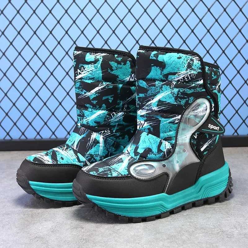 Children Snow Boots Winter Boys Warm Shoes Plush Booties Kids Outdoors Size 31-39# BlueBlackGray From 5 to 9Y B223 M240906