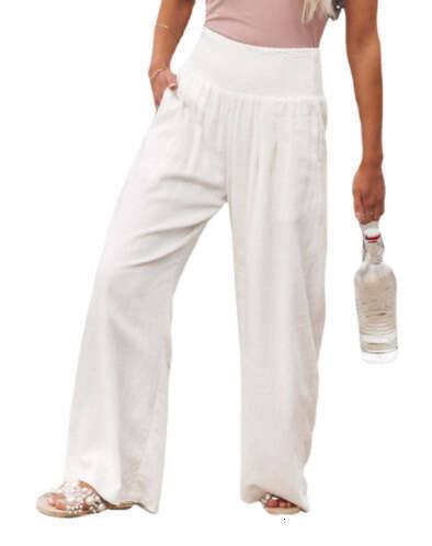 Women's with a casual style, made of cotton dyed worn, mid waist, 2024 spring and summer pants