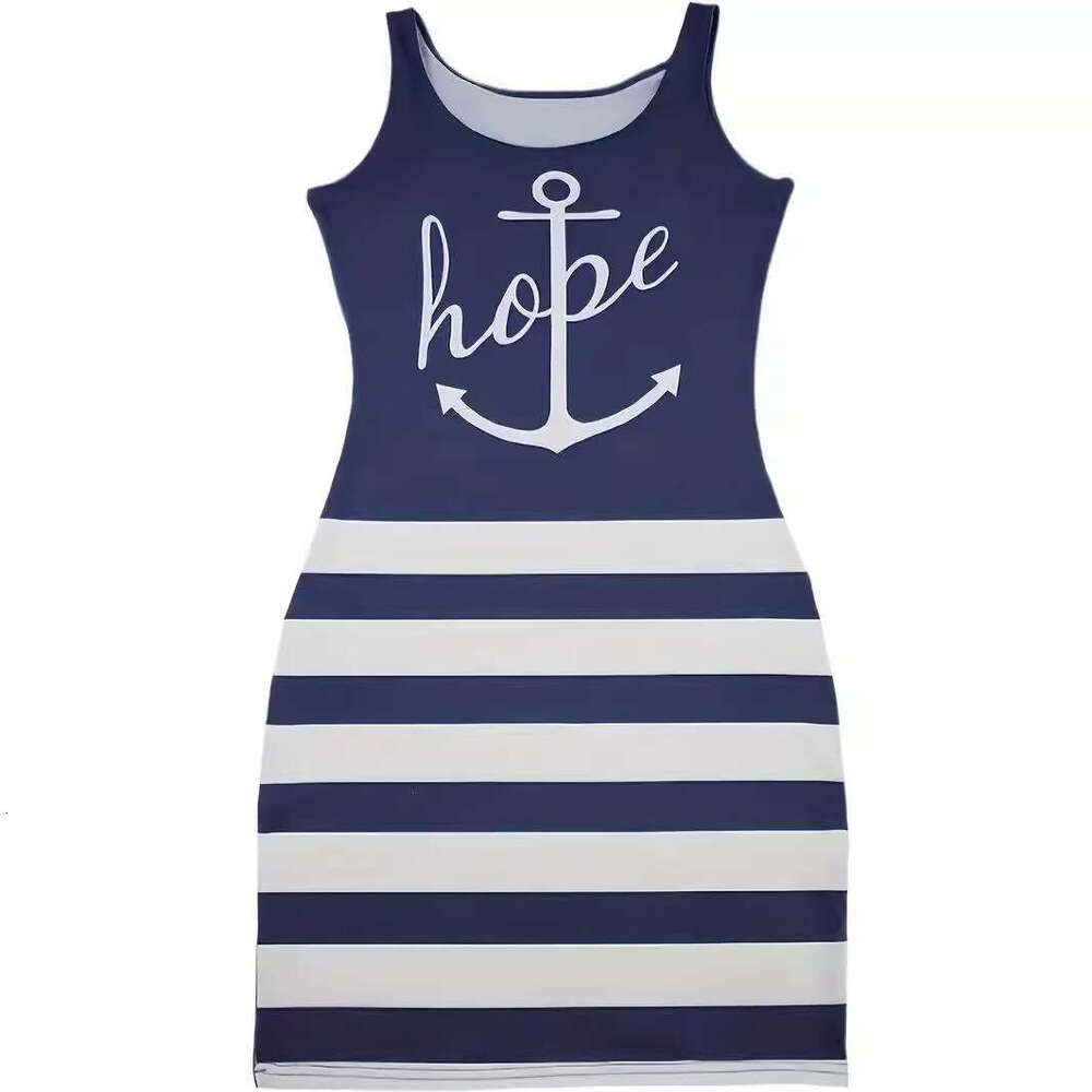 2024 summer positioning letter printed women's sexy round neck sleeveless vest dress for women