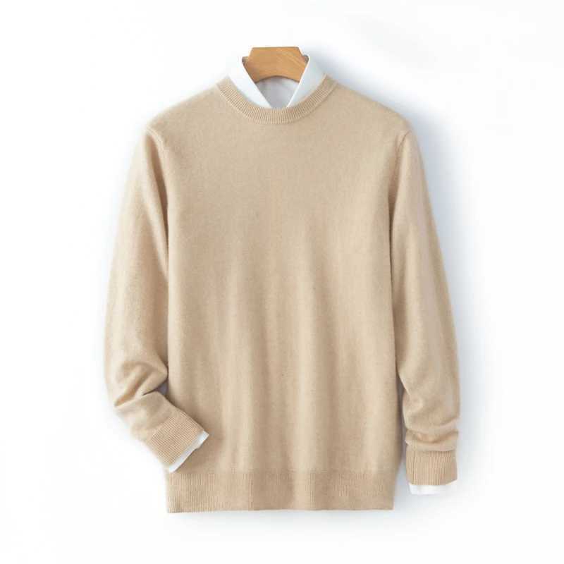 14 Colors Optional High-End Mens 35% Cashmere Sweater Soft and Comfortable Knitted Bottoming Shirt round Neck Pullover Lining Y240906