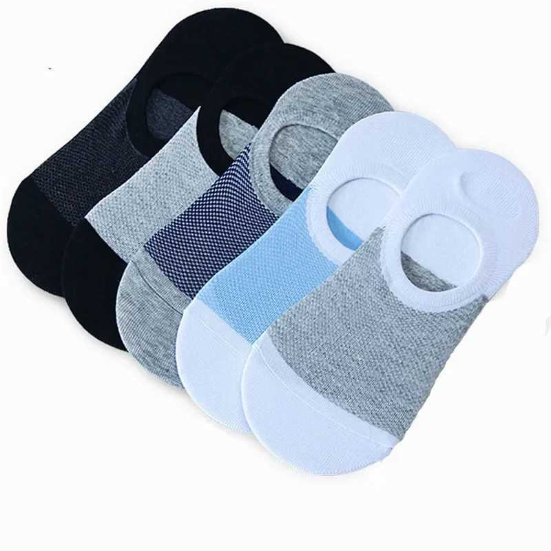 5 pairs/pack 2021 mens mesh breathable short socks mens sweat absorbing silicone cotton socks mens invisible socks W240905