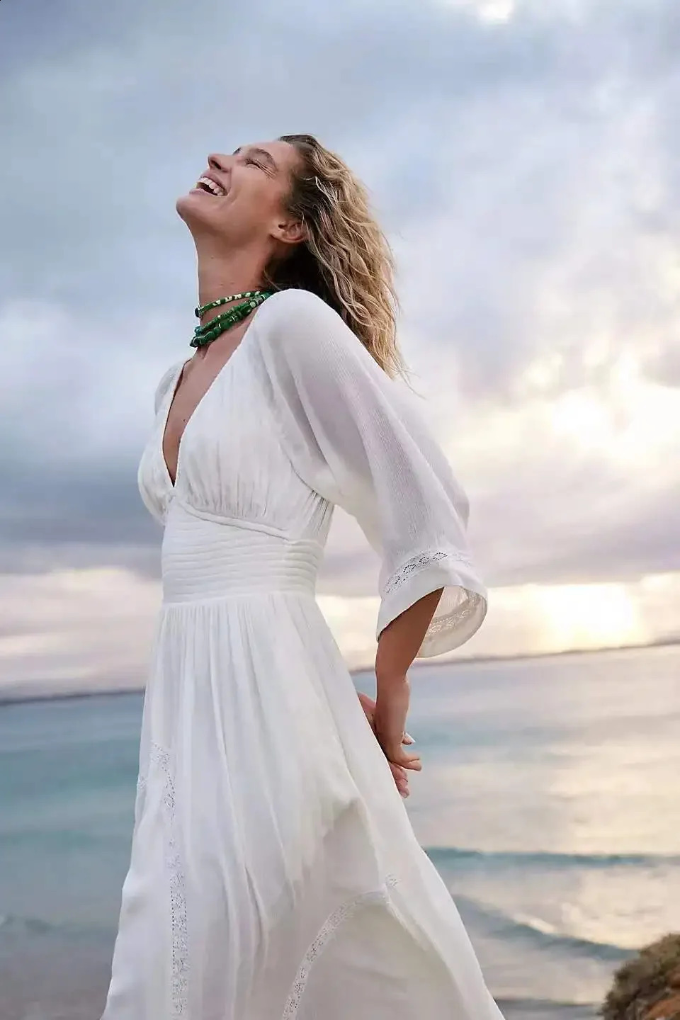 Arrival Solid Color Long Beach Dress Sexy V-neck High Waist Chiffon Dress Flame Sleeves Summer Vestidos Sleeveless 240906
