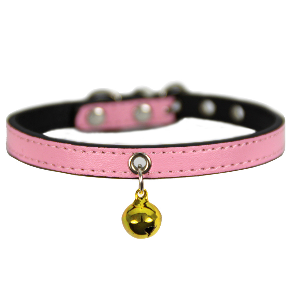 Pet collar new item in stock wholesale pet collar PU black base cat collar bell Durable Pet Accessory for Cats